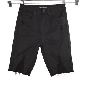 Wild Fable High Rise Black Bike Shorts Women Size 2 Ripped Denim Bermuda